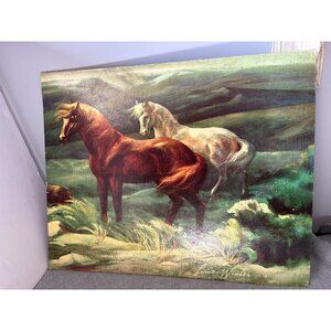 White Stallion in Moonlight Print Winter 16"x20" Winde Fine Prints Horses Litho